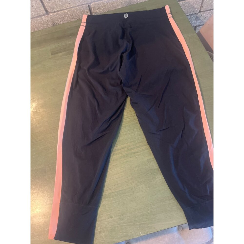 Athleta Black Ankle-Length Leggings With Orange & Gray Side Stripes Drawstring W - Picture 6 of 8